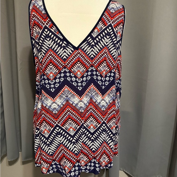 A. Byer Red White Blue Boho Chevron Tank Top Size 3X NWT - Picture 3 of 6